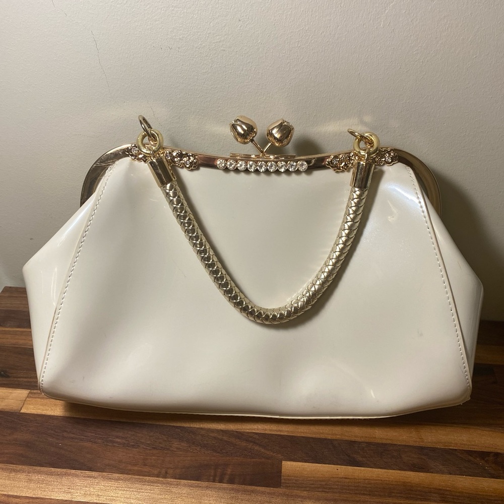 Ivory Patent Pearlescent Handbag